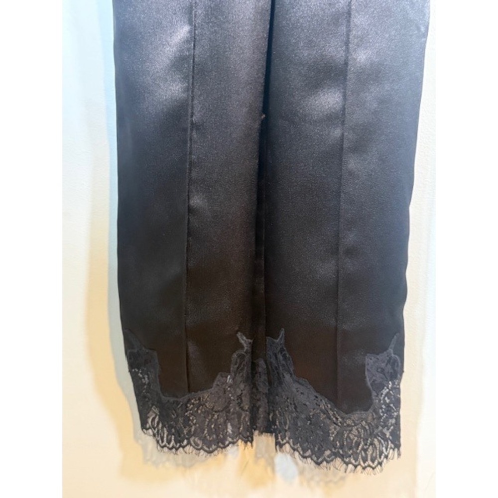 Zac Posen Black Satin Eyelash Lace Wide Leg Jumpsuit Size 4 Closed Label - Picture 5 of 8